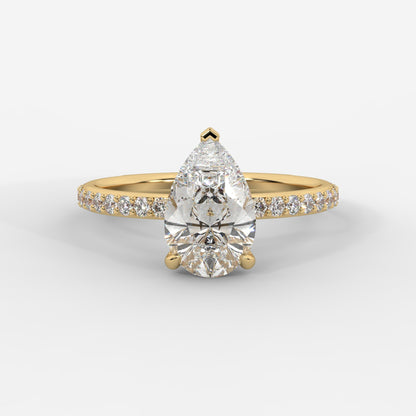 Lindsey Pavé Solitaire Ring - Pear