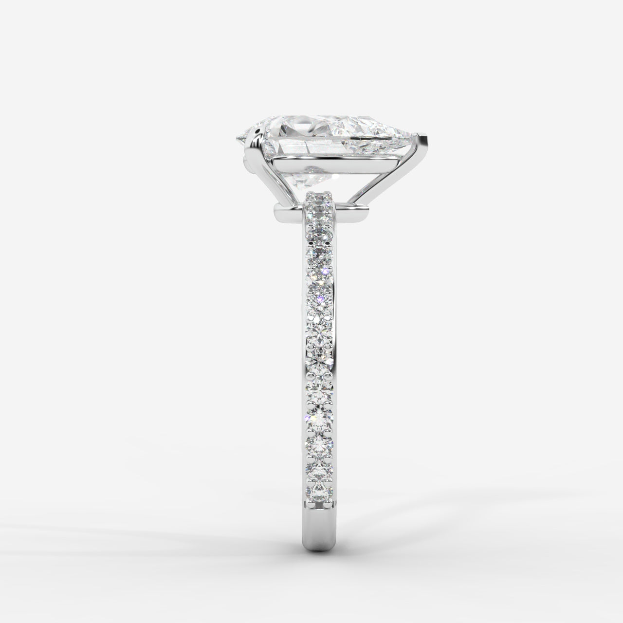 Lindsey Pavé Solitaire Ring - Pear