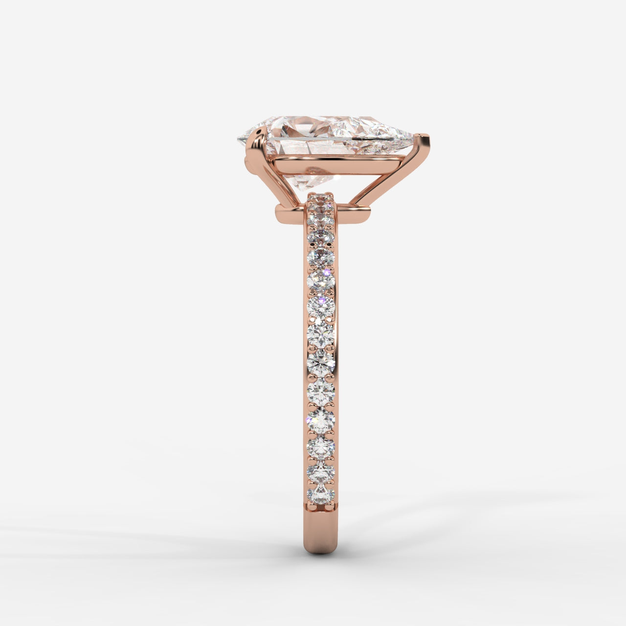 Lindsey Pavé Solitaire Ring - Pear