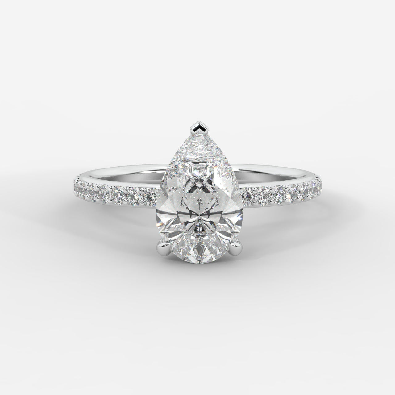 Lindsey Pavé Solitaire Ring - Pear