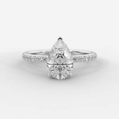 Lindsey Pavé Solitaire Ring - Pear