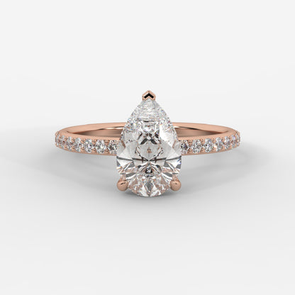 Lindsey Pavé Solitaire Ring - Pear