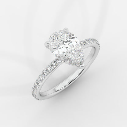 Lindsey Pavé Solitaire Ring - Pear