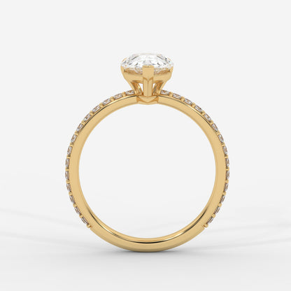Lindsey Pavé Solitaire Ring - Pear