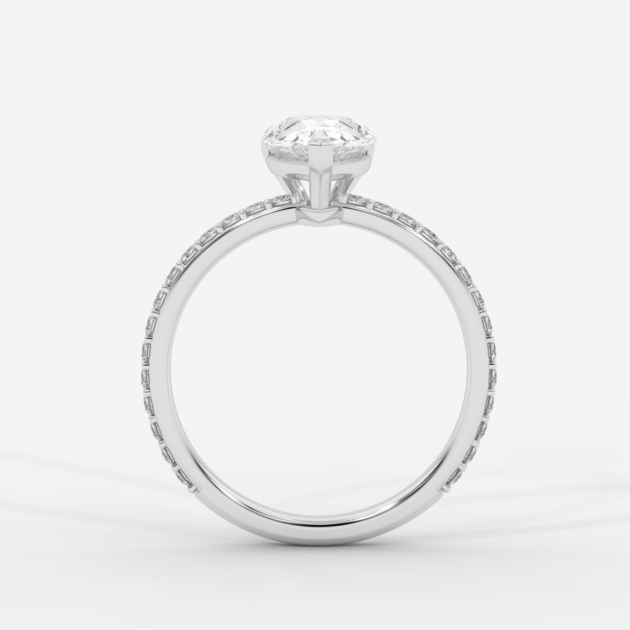 Lindsey Pavé Solitaire Ring - Pear
