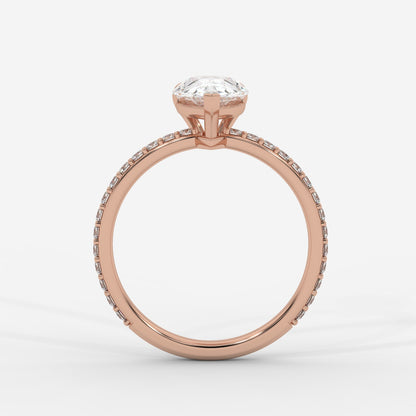 Lindsey Pavé Solitaire Ring - Pear