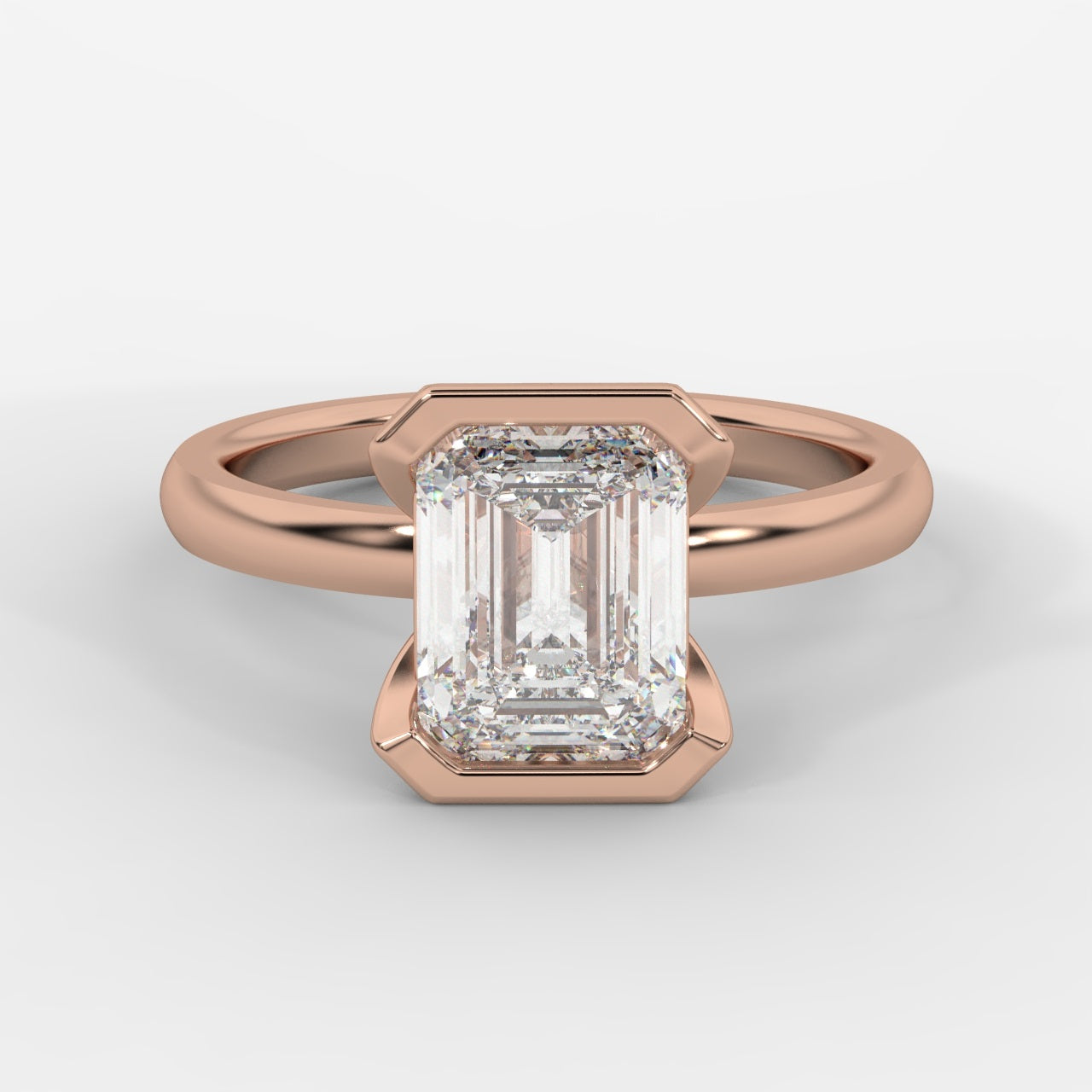 Armani Half-Bezel Solitaire Ring – Emerald