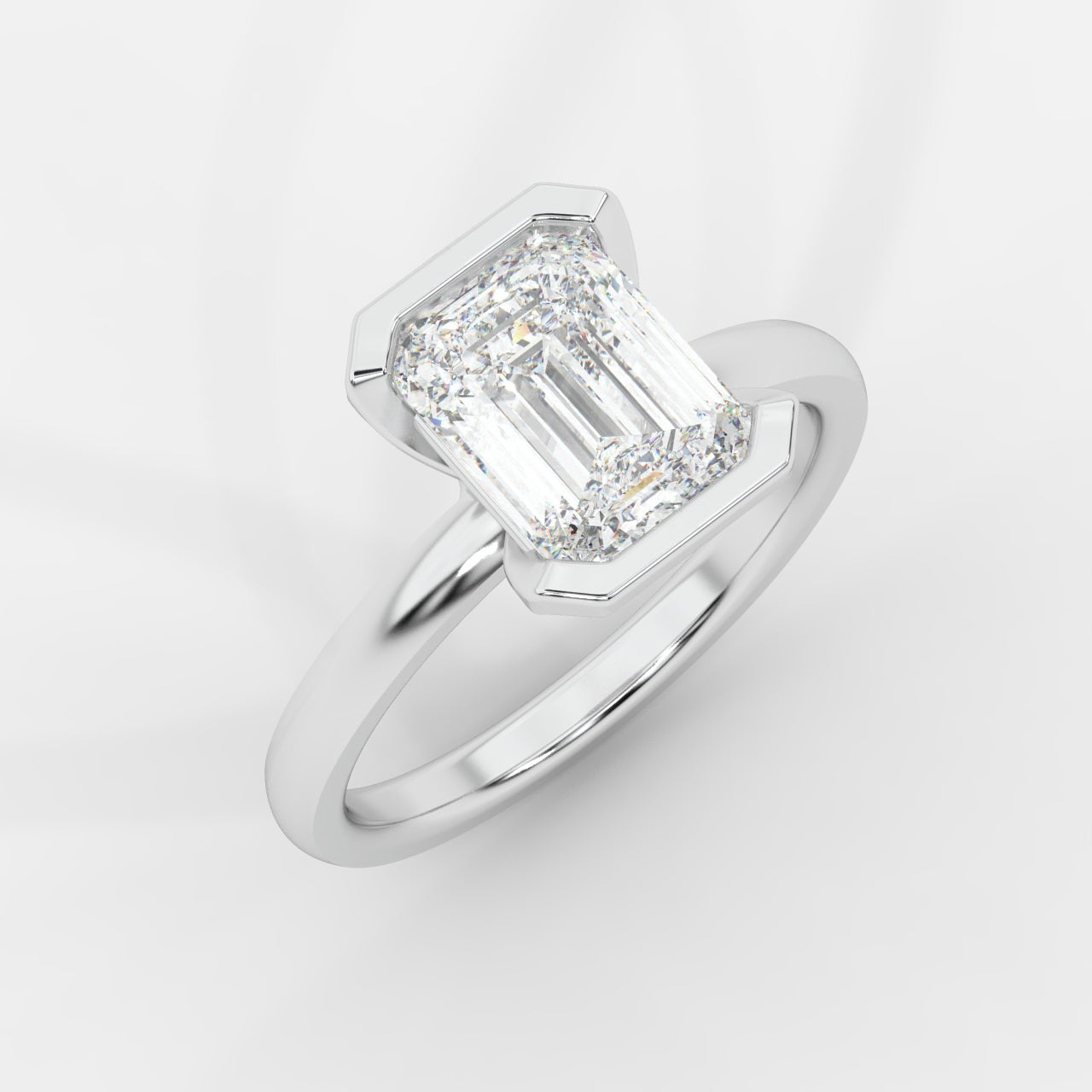 Armani Half-Bezel Solitaire Ring – Emerald