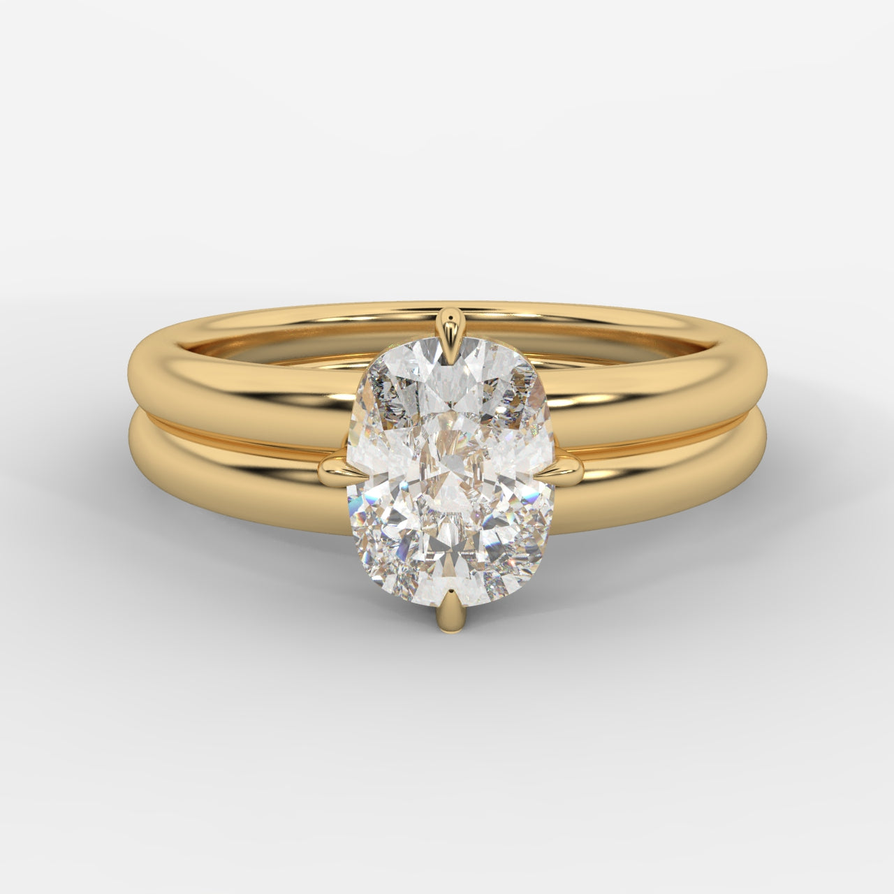 Liberty Double Band Solitaire Ring – Cushion
