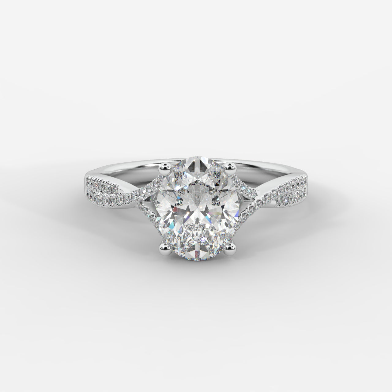 Florence Pavé Split Shank Diamond Ring – Oval