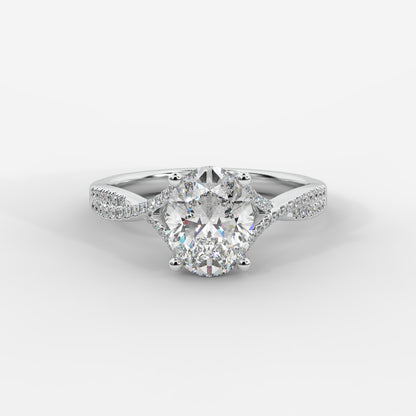 Florence Pavé Split Shank Diamond Ring – Oval