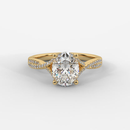 Florence Pavé Split Shank Diamond Ring – Oval