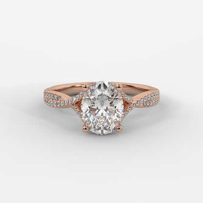 Florence Pavé Split Shank Diamond Ring – Oval