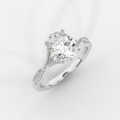 Florence Pavé Split Shank Diamond Ring – Oval