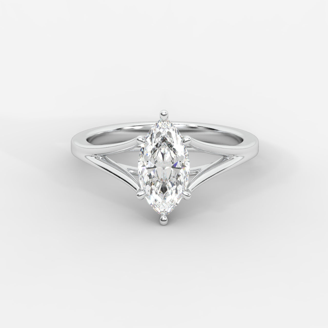 Selene Split Shank Solitaire Diamond Ring - Marquise