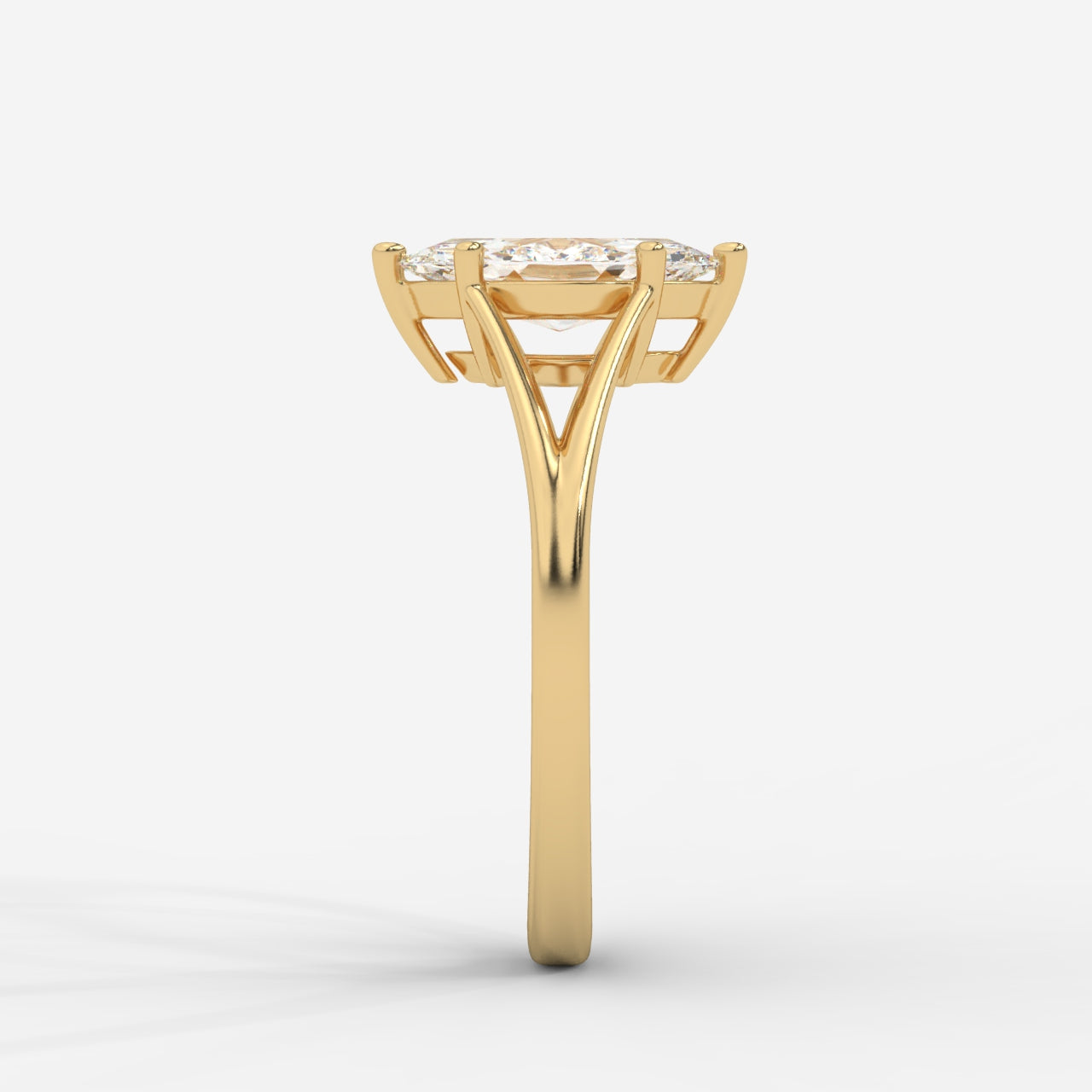 Selene Split Shank Solitaire Diamond Ring - Marquise