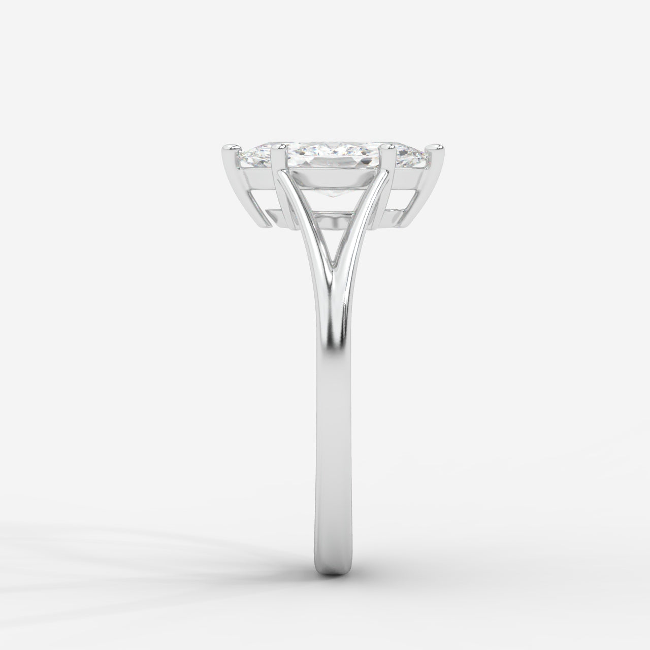 Selene Split Shank Solitaire Diamond Ring - Marquise