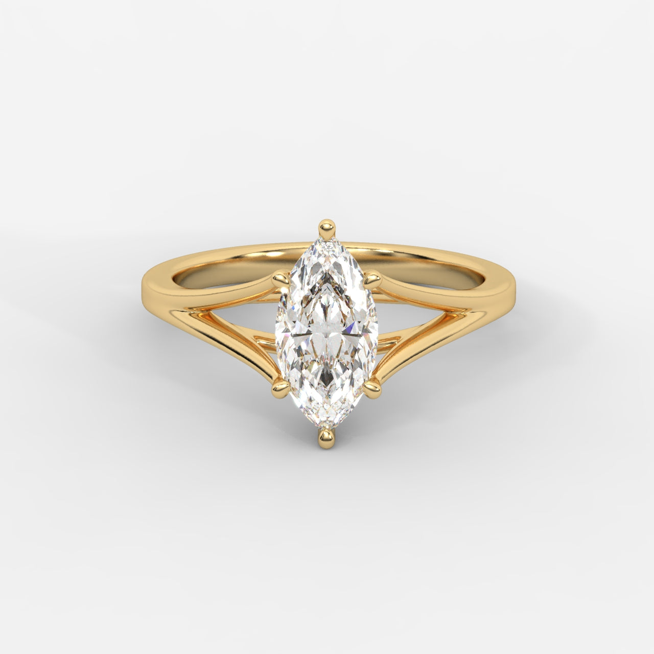 Selene Split Shank Solitaire Diamond Ring - Marquise