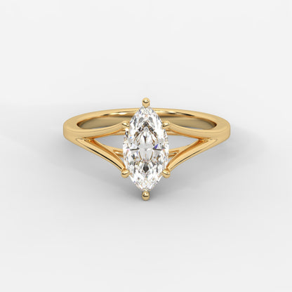 Selene Split Shank Solitaire Diamond Ring - Marquise