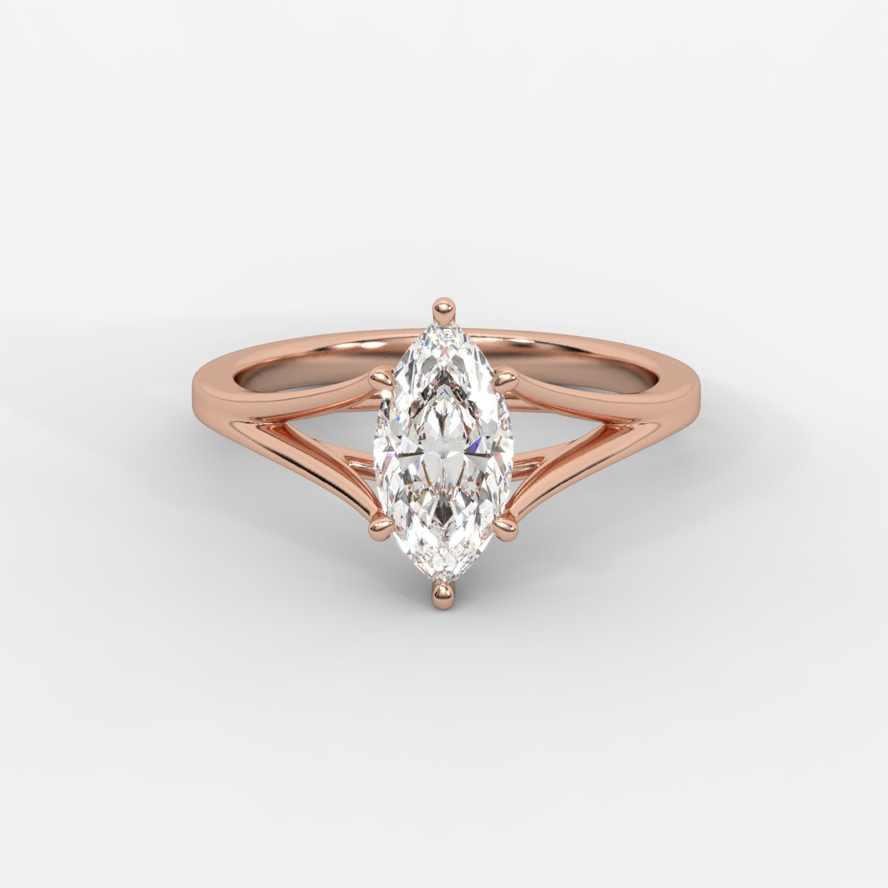 Selene Split Shank Solitaire Diamond Ring - Marquise