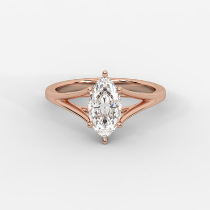 Selene Split Shank Solitaire Diamond Ring - Marquise