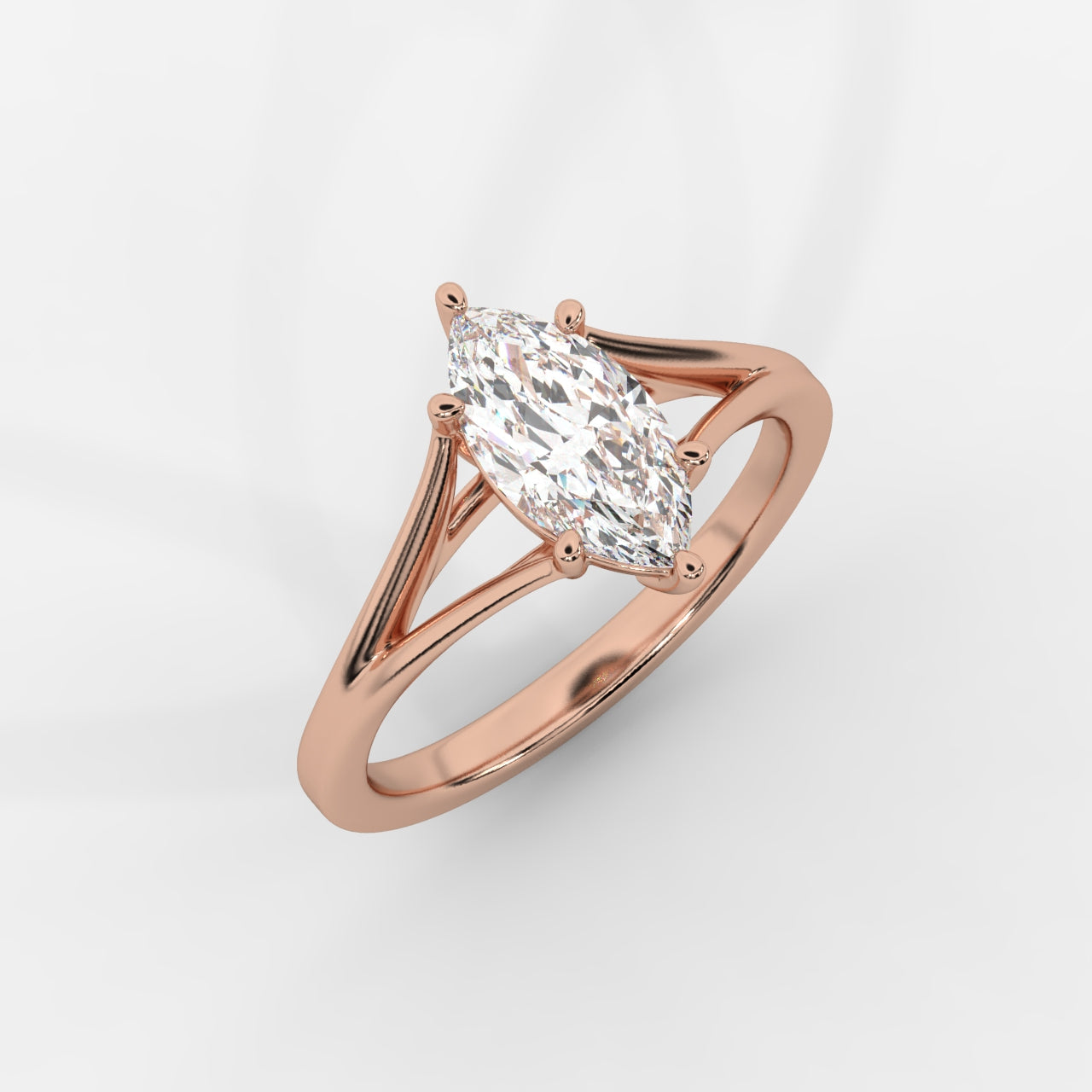 Selene Split Shank Solitaire Diamond Ring - Marquise