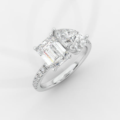 Adele Toi et Moi Diamond Ring – Emerald & Pear