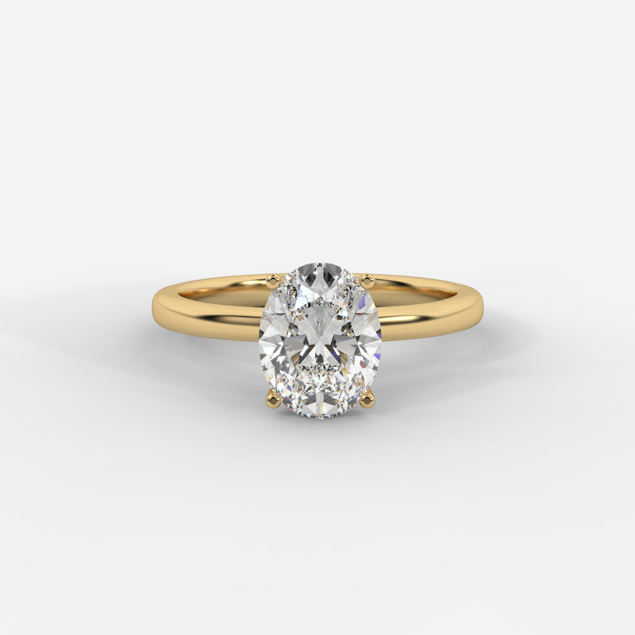 Camille Solitaire Diamond Ring With Hidden Halo - Oval