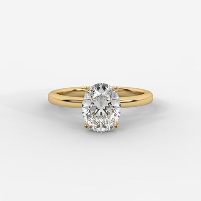Camille Solitaire Diamond Ring With Hidden Halo - Oval