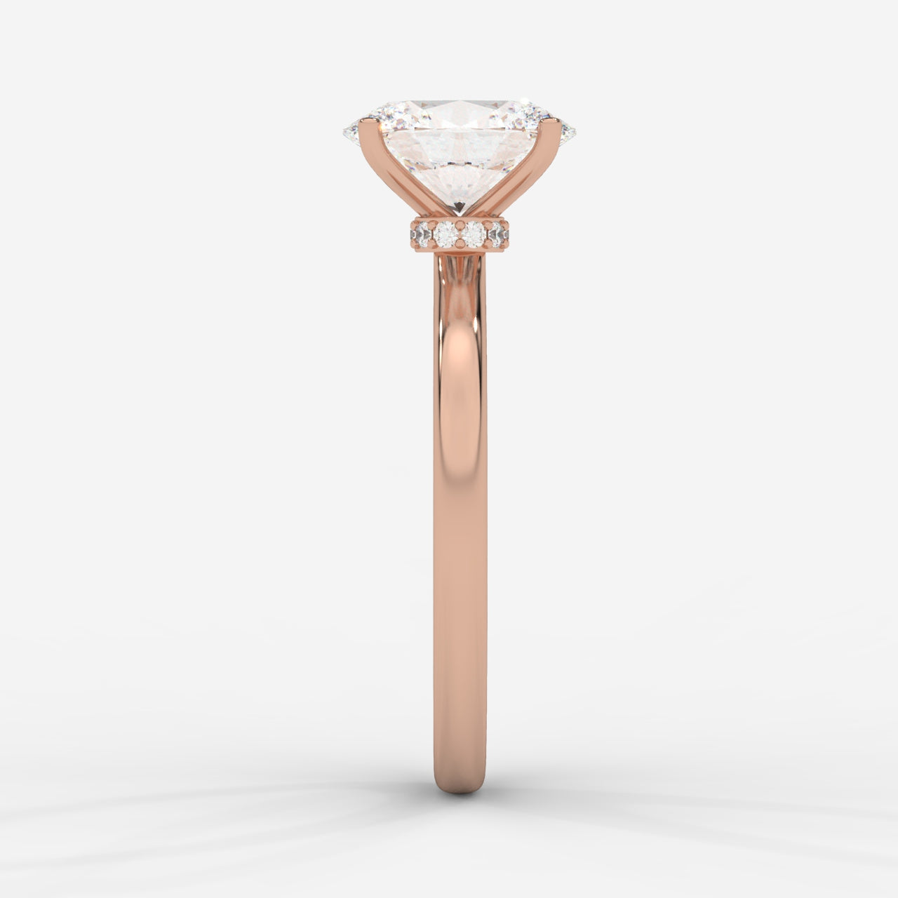Camille Solitaire Diamond Ring With Hidden Halo - Oval