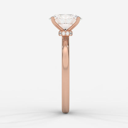 Camille Solitaire Diamond Ring With Hidden Halo - Oval