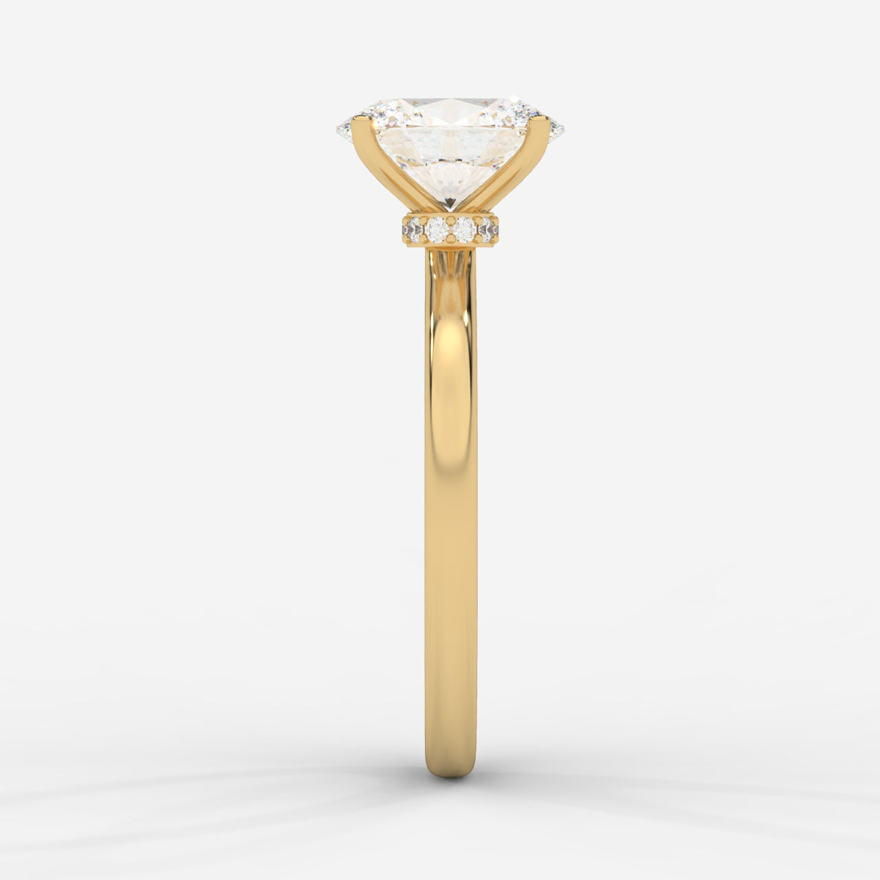 Camille Solitaire Diamond Ring With Hidden Halo - Oval