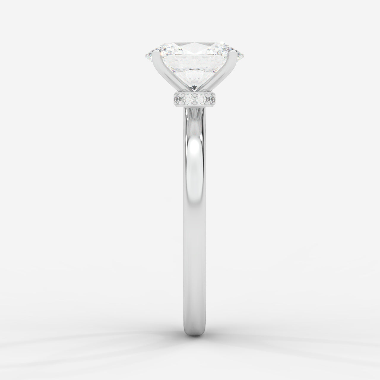 Camille Solitaire Diamond Ring With Hidden Halo - Oval