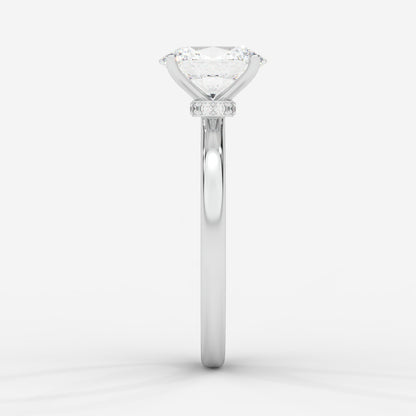 Camille Solitaire Diamond Ring With Hidden Halo - Oval