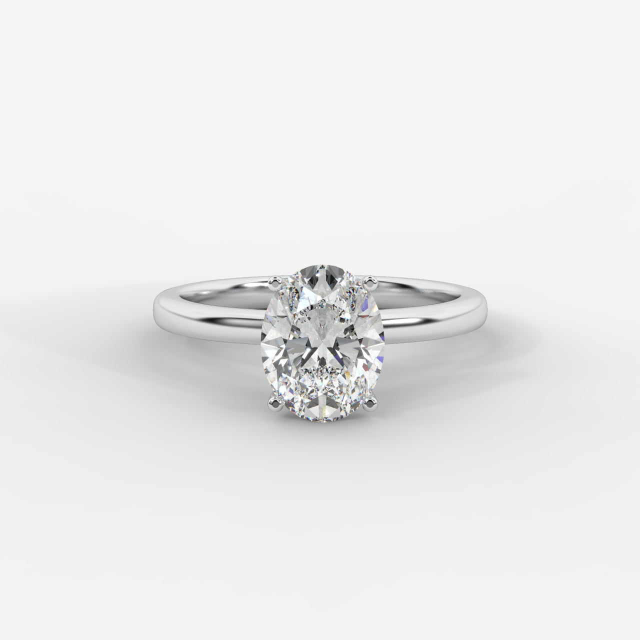 Camille Solitaire Diamond Ring With Hidden Halo - Oval