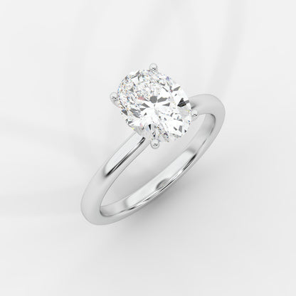 Camille Solitaire Diamond Ring With Hidden Halo - Oval