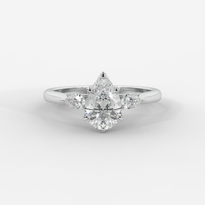 Stephanie Three Stone Diamond Ring - Pear