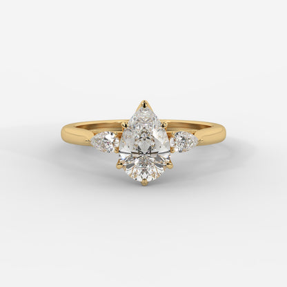 Stephanie Three Stone Diamond Ring - Pear