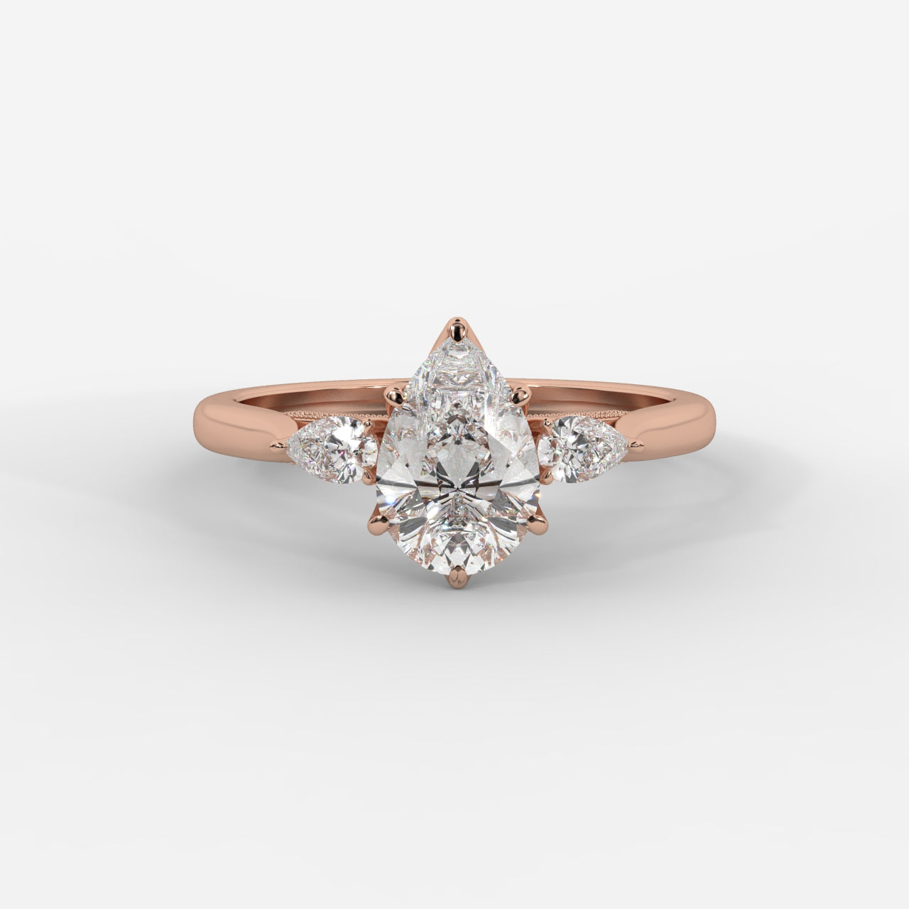 Stephanie Three Stone Diamond Ring - Pear