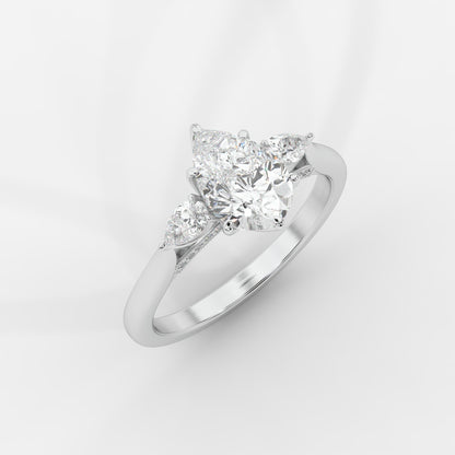 Stephanie Three Stone Diamond Ring - Pear