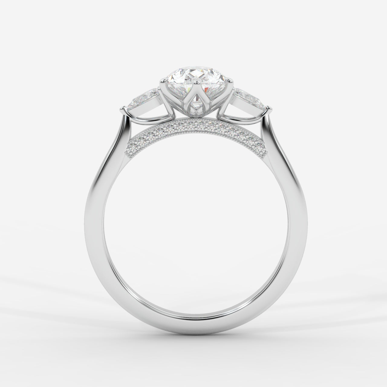Stephanie Three Stone Diamond Ring - Pear