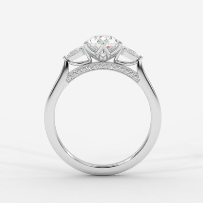 Stephanie Three Stone Diamond Ring - Pear