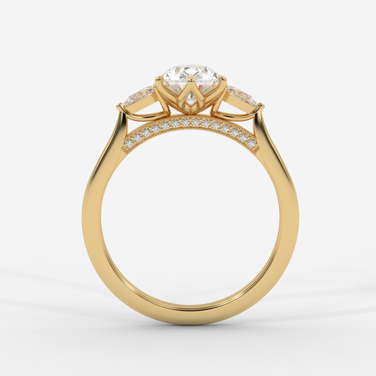 Stephanie Three Stone Diamond Ring - Pear