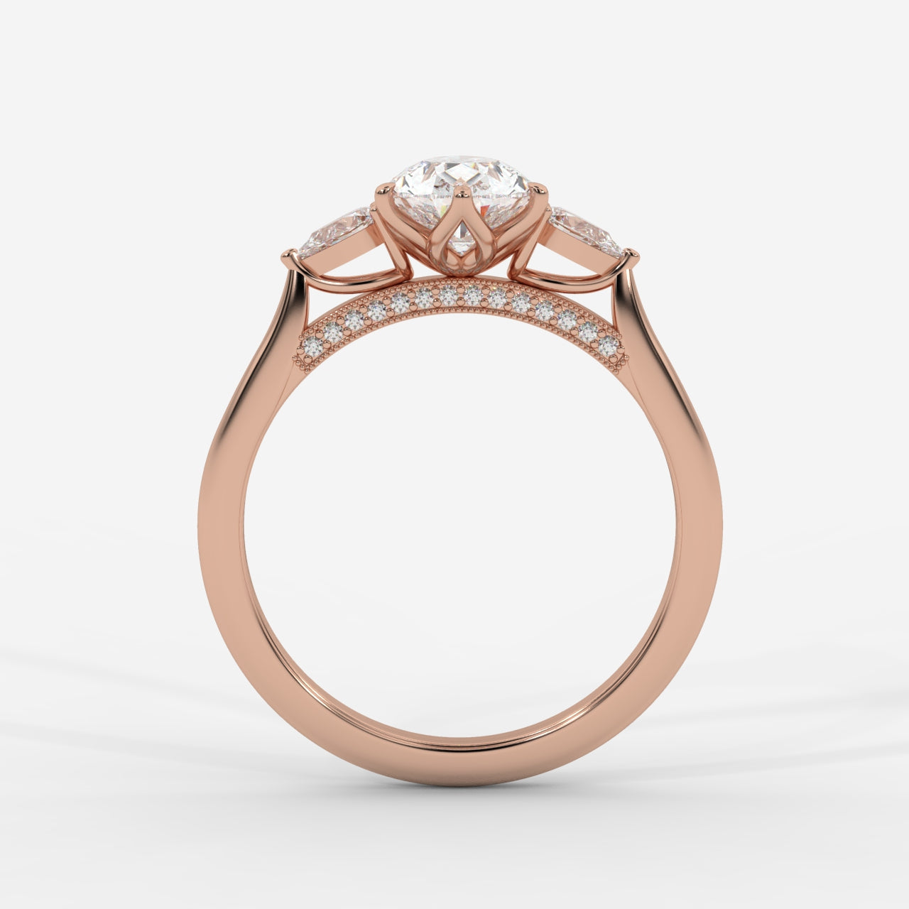 Stephanie Three Stone Diamond Ring - Pear
