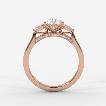 Stephanie Three Stone Diamond Ring - Pear