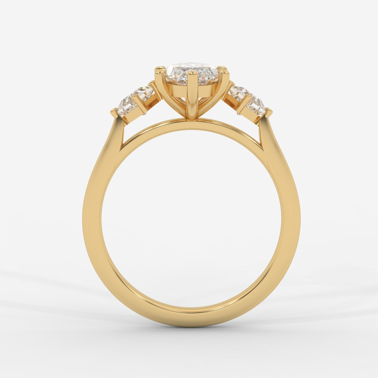 Kayla Diamond Ring with Tapered Baguette Side Stones - Marquise