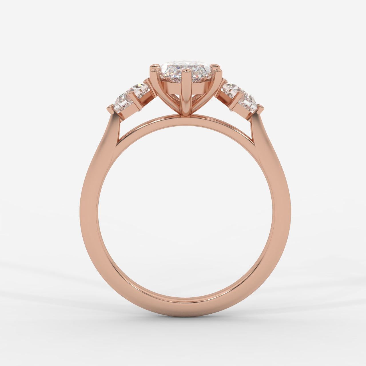Kayla Diamond Ring with Tapered Baguette Side Stones - Marquise