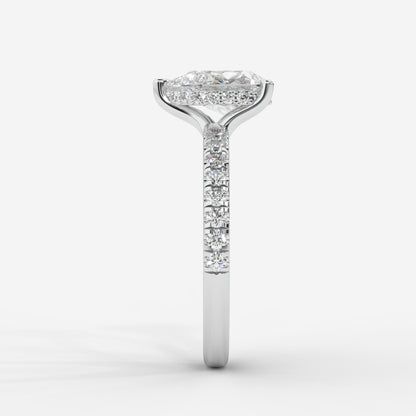 Vivienne Diamond Ring with Hidden Halo and Pavé Band - Pear