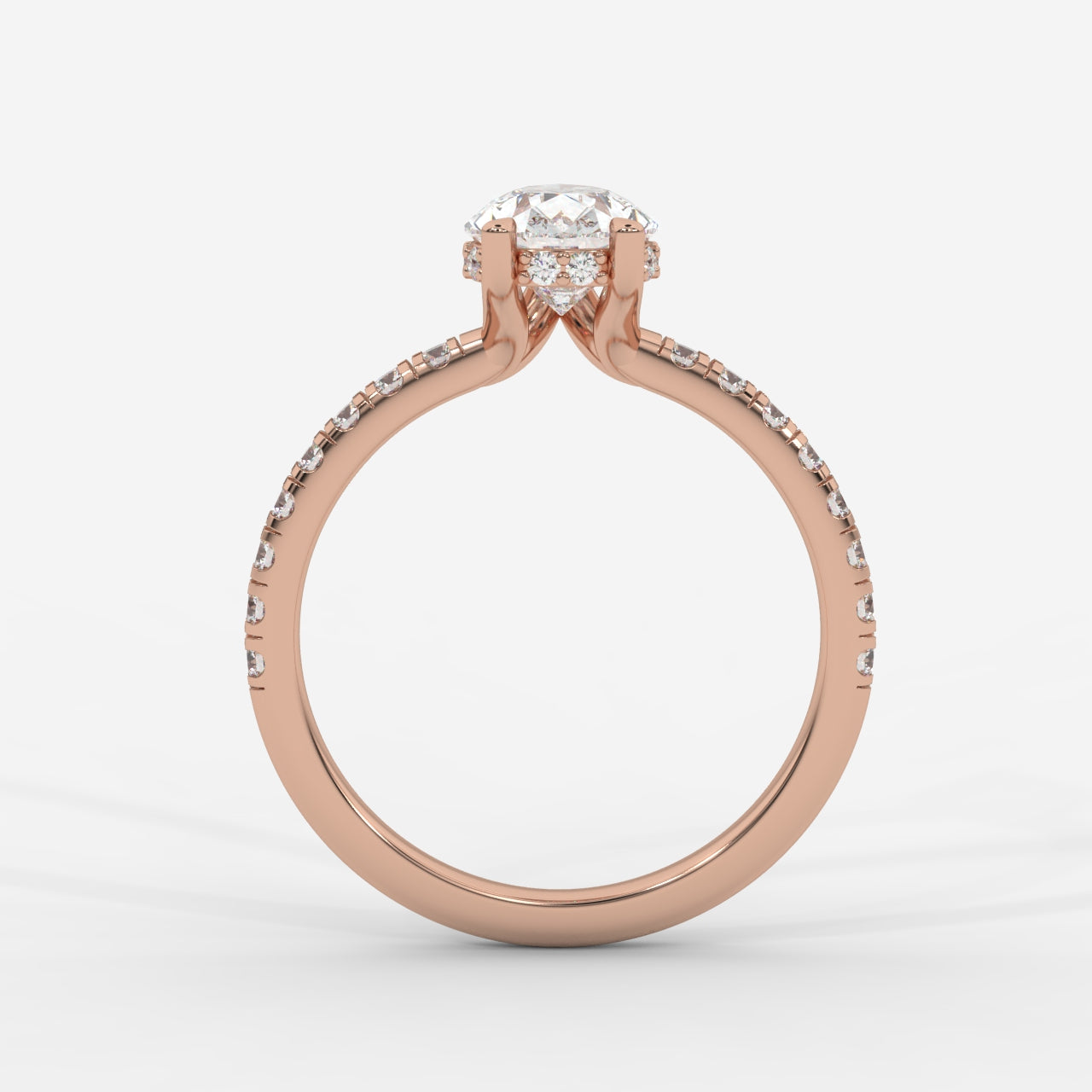 Vivienne Diamond Ring with Hidden Halo and Pavé Band - Pear