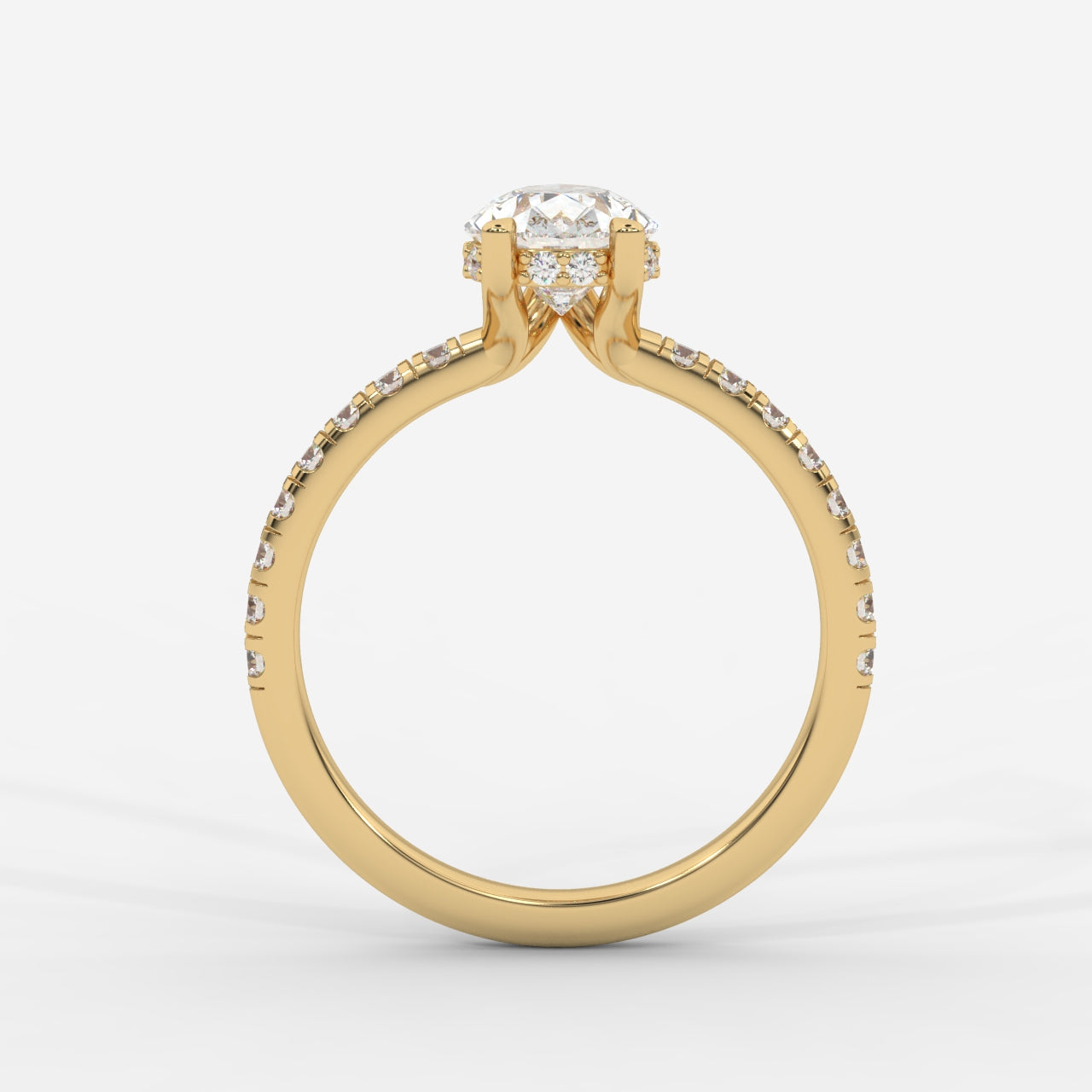 Vivienne Diamond Ring with Hidden Halo and Pavé Band - Pear